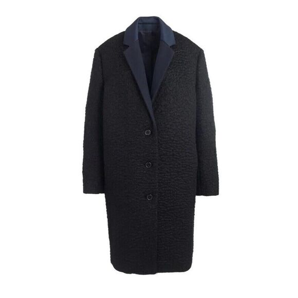 $995 J. Crew Women COLLECTION RIPPLED MOHAIR TOPCOAT Black Blue sz 2 - Picture 2 of 13